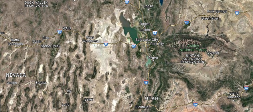 Mapa de Utah. Imagen tomada de Google Maps.