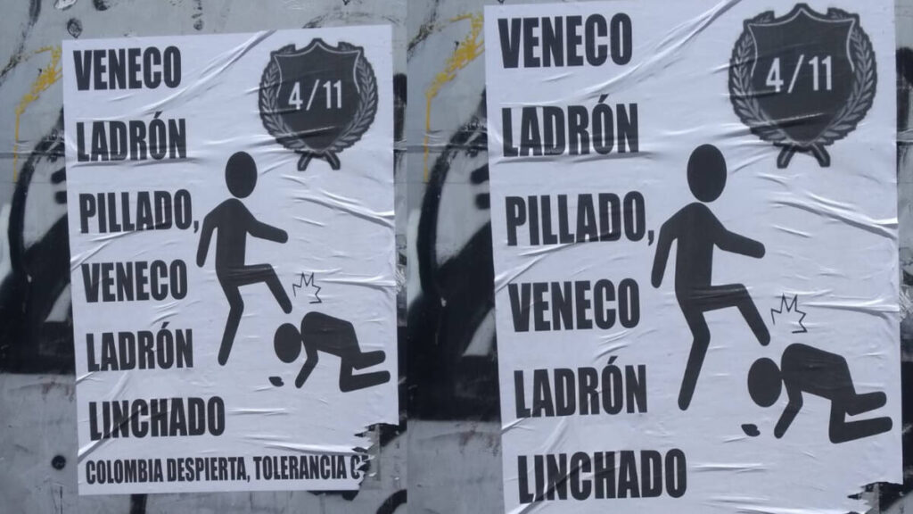 Vuelven a aparecer carteles con mensajes xenófobos en Bogotá