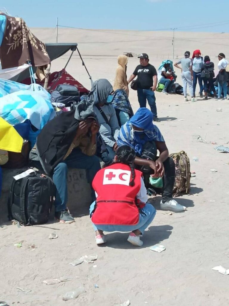 Atención a migrantes en Tacna, frontera entre Perú y Chile. Cortesía CICR